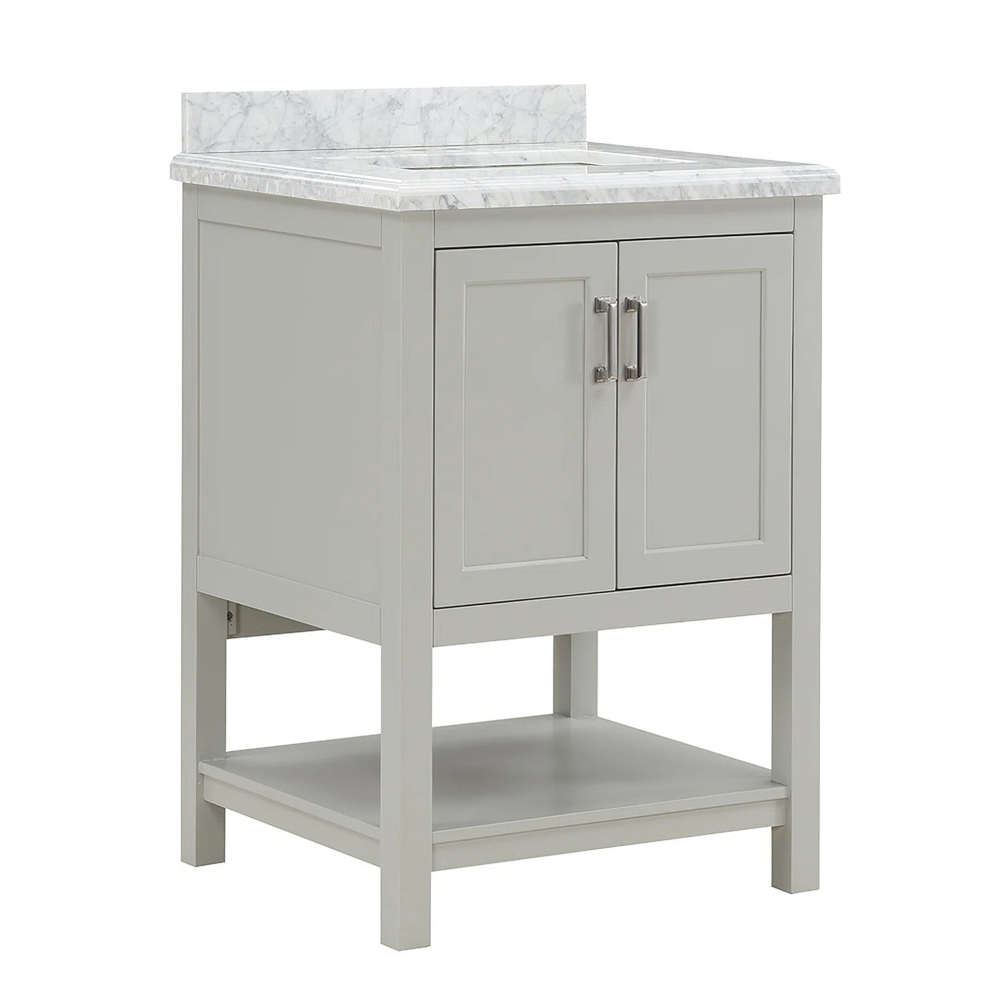 25" Single Sink Bathroom Vanity with Marble Top - Gray