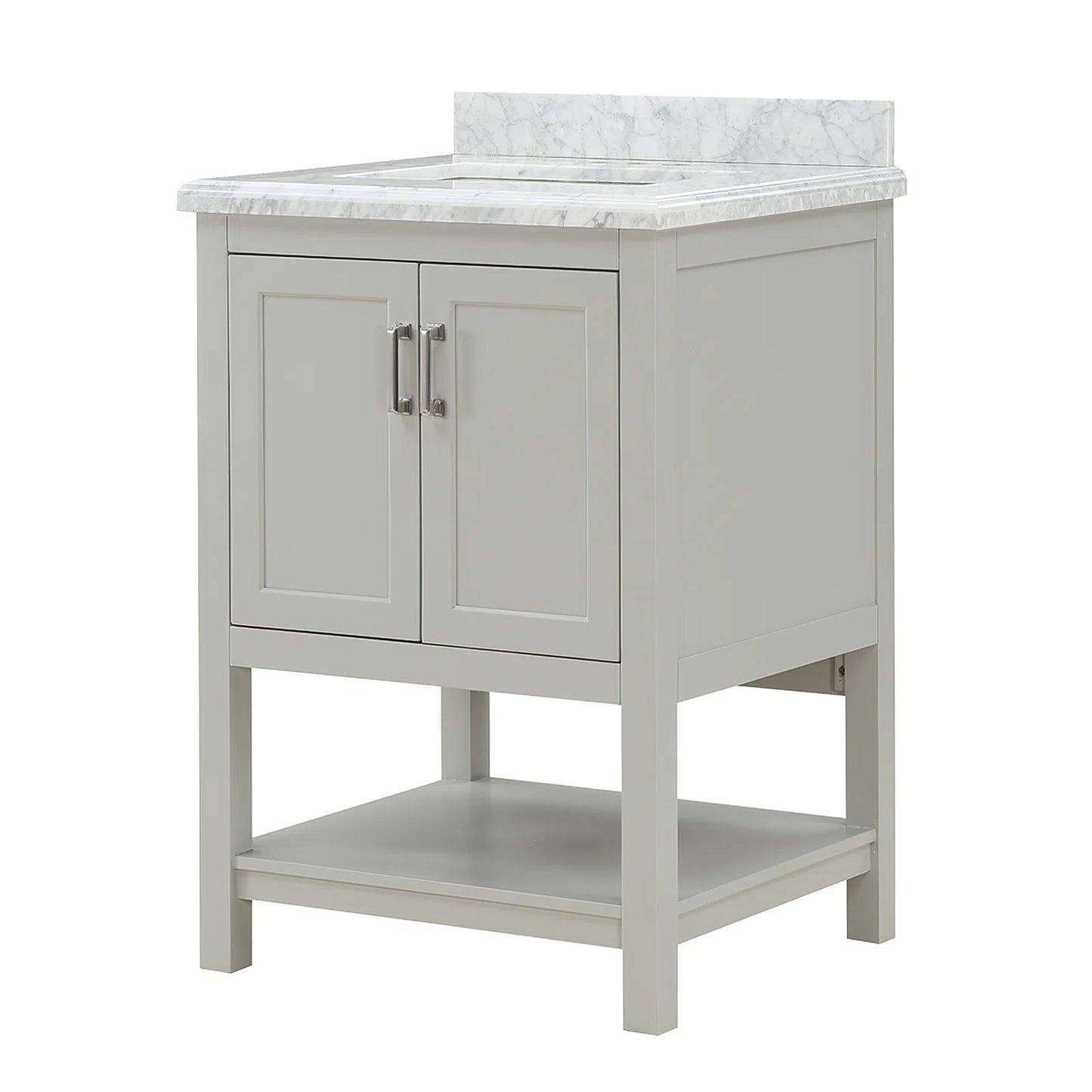 25" Single Sink Bathroom Vanity with Marble Top - Gray