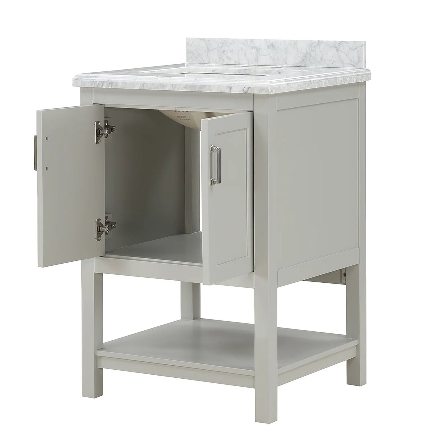 25" Single Sink Bathroom Vanity with Marble Top - Gray