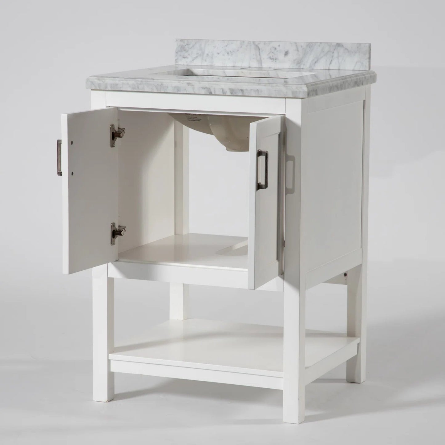 25" Single Sink Bathroom Vanity with Marble Top - Gray