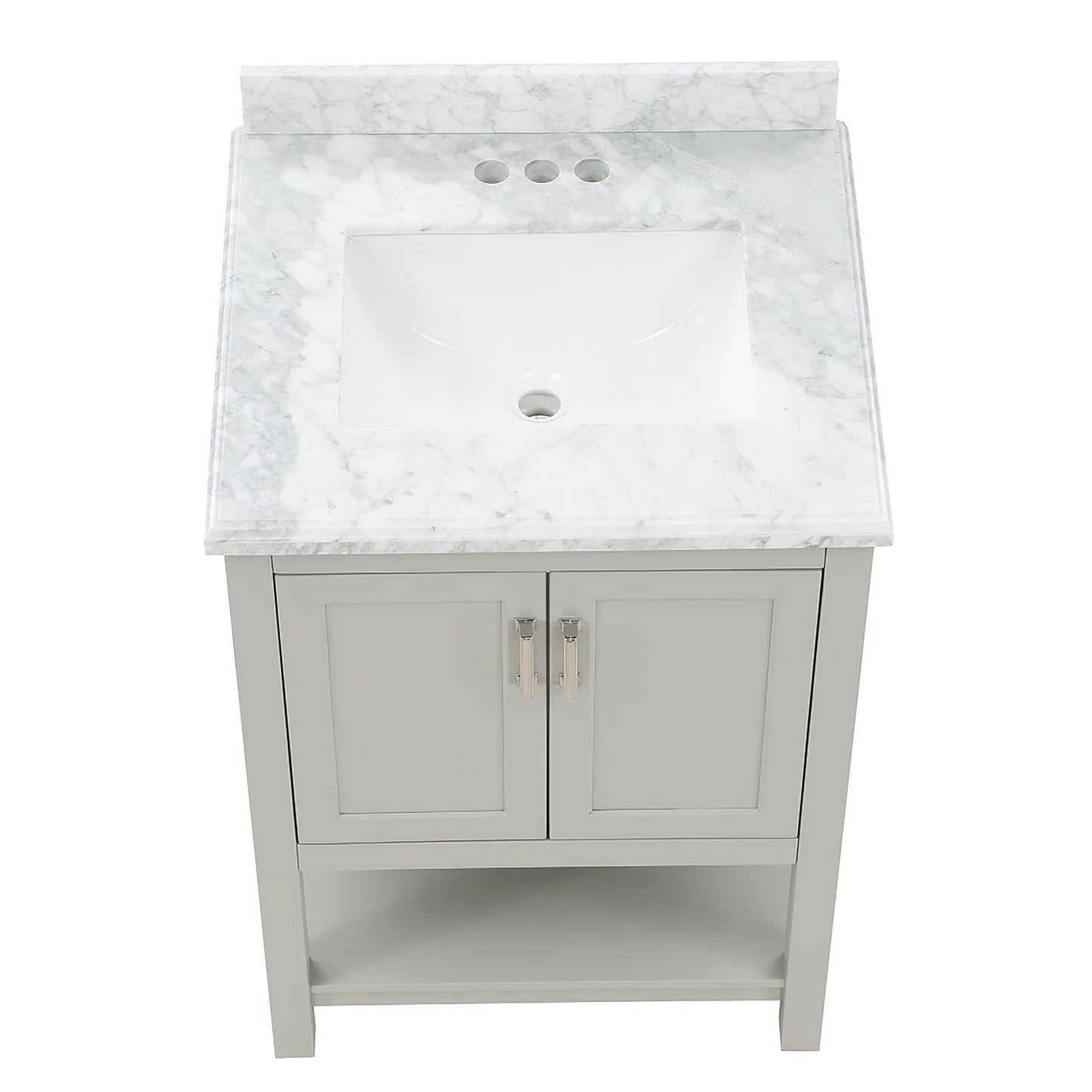 25" Single Sink Bathroom Vanity with Marble Top - Gray