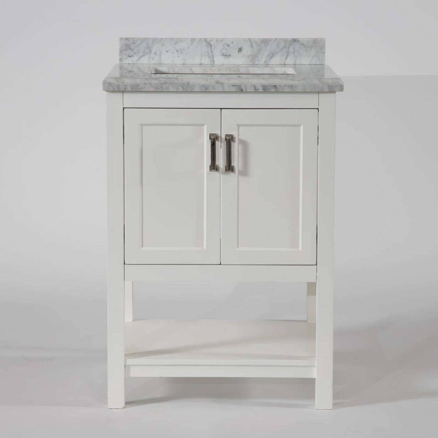 25" Single Sink Bathroom Vanity with Marble Top - White