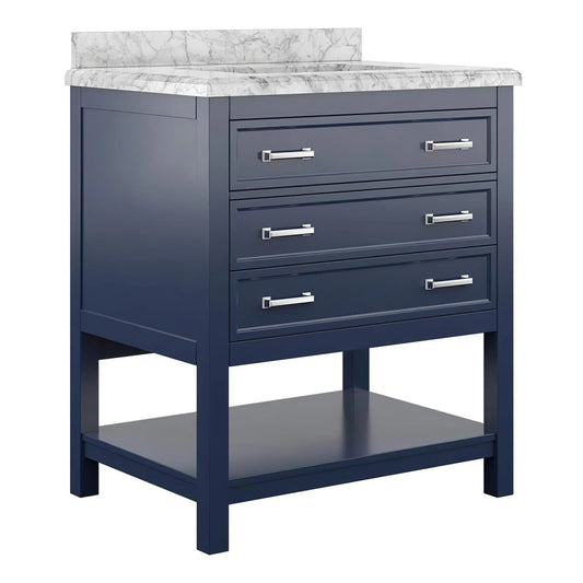 31" Single Sink Bathroom Vanity with Marble Top - Blue